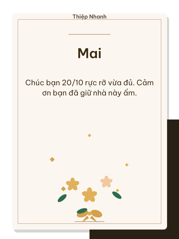 Thiệp 20/10 vàng