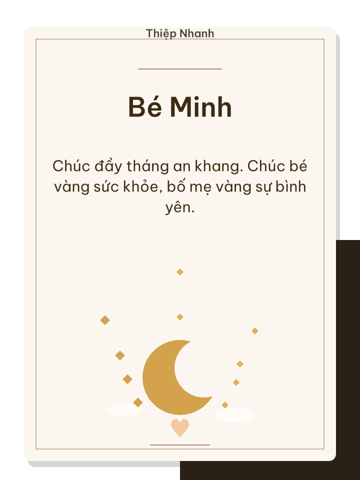 Thiệp đầy tháng vàng